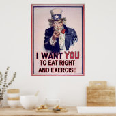 Essen Sie richtig und üben Poster (Küche)