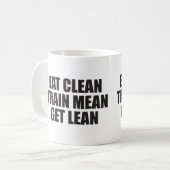 Essen Sie sauber, Zug Gemein, Lean - Workout Kaffeetasse (Vorderseite Links)