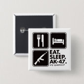 Essen Sie Schlaf AK-47 - Schwarzes Button (Vorne & Hinten)