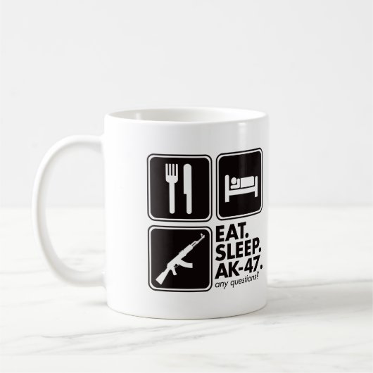 Essen Sie Schlaf AK-47 - Schwarzes Kaffeetasse (Links)