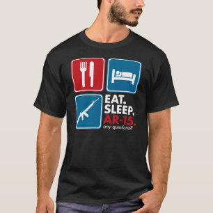 Essen Sie Schlaf AR-15 - rotes Blaues und weiß T-Shirt
