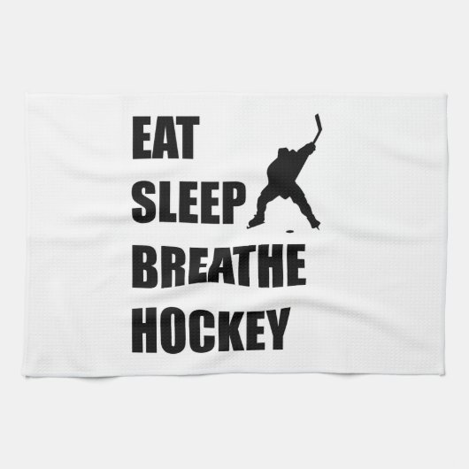 Essen Sie Schlaf atmen Hockey Geschirrtuch (Horizontal)