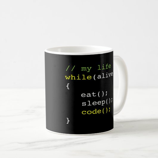 Essen Sie Schlaf-Code Kaffeetasse (VorderseiteRechts)