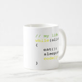 Essen Sie Schlaf-Code Kaffeetasse (VorderseiteRechts)