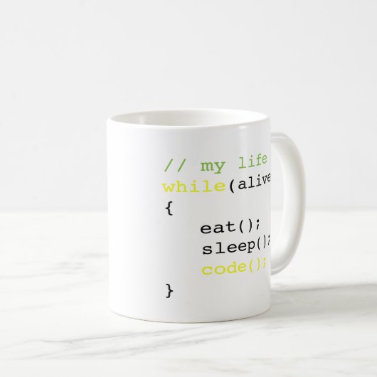 Essen Sie Schlaf-Code Kaffeetasse (VorderseiteRechts)