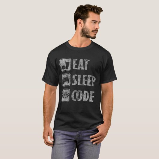 Essen Sie Schlaf-Code-lustige beunruhigte T-Shirt (Vorne ganz)