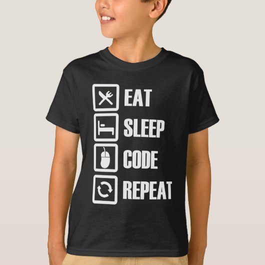 Essen Sie - Schlaf - Code - wiederholen Sie T-Shirt (Vorderseite)