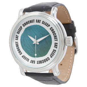 Essen Sie Schlaf-Crochet-Garn Ball Aquamarinen fet Armbanduhr