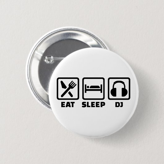 Essen Sie Schlaf DJ Button (Vorne & Hinten)