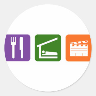Essen Sie Schlaf-Film-Produktion Runder Aufkleber