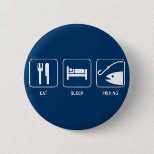 Essen Sie Schlaf-Fischen-Knopf Button