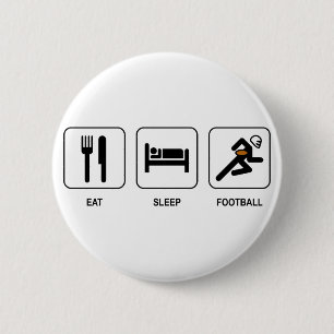 Essen Sie Schlaf-Fußball-Knopf Button