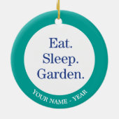 Essen Sie. Schlaf. Garten Keramikornament (Hinten)