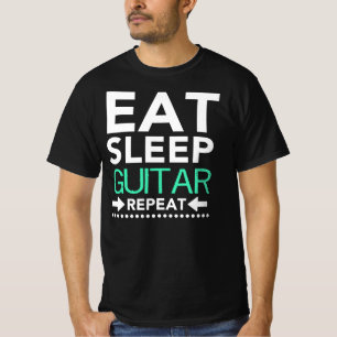 Essen Sie Schlaf-Gitarren-Wiederholung T-Shirt