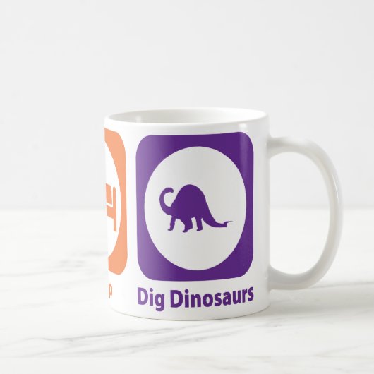 Essen Sie Schlaf-Grabungs-Dinosaurier Kaffeetasse (Rechts)