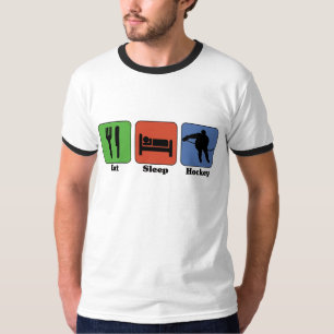 Essen Sie Schlaf-Hockey-T - Shirt