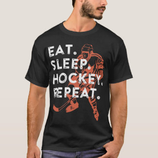 essen Sie Schlaf-Hockey-Wiederholungs-Hockey T-Shirt