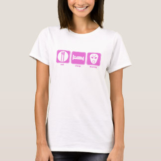 essen Sie Schlaf-Hockeyrosa T-Shirt