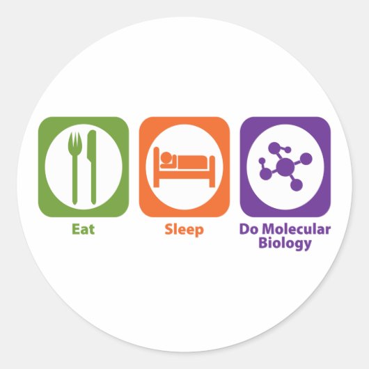 Essen Sie Schlaf in Molekularbiologie Runder Aufkleber (Vorderseite)
