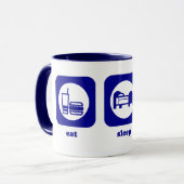 Essen Sie. Schlaf. Klingeln Pong. Tasse (Vorderseite Links)