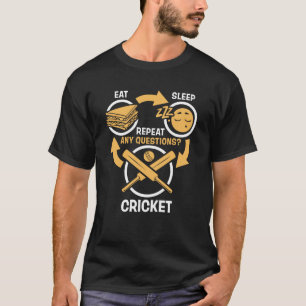 Essen Sie Schlaf-Kricket-Wiederholung - lustiges T-Shirt