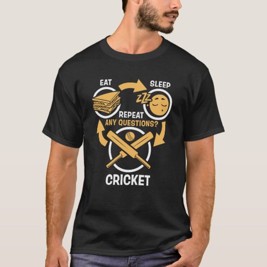 Essen Sie Schlaf-Kricket-Wiederholung - lustiges T-Shirt (Vorderseite)