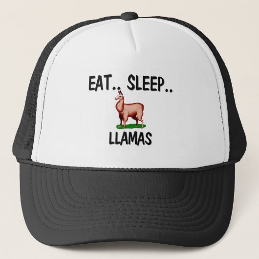 Essen Sie Schlaf LAMAS Truckerkappe (Vorderseite)