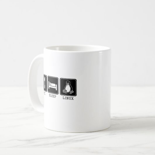 Essen Sie. Schlaf. Linux. Kaffeetasse (Vorderseite Links)