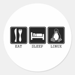 Essen Sie. Schlaf. Linux. Runder Aufkleber