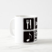 Essen Sie Schlaf-Musik - Schwarzes Kaffeetasse (Vorderseite Links)