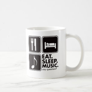 Essen Sie Schlaf-Musik - Schwarzes Kaffeetasse