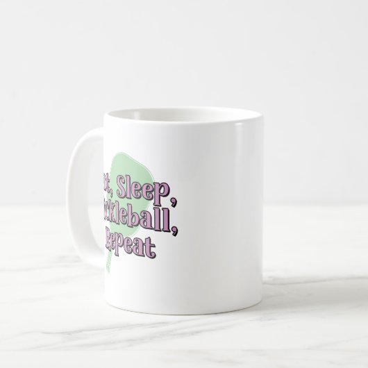 Essen Sie Schlaf Pickleball Wiederholung auf einem Kaffeetasse (Vorderseite Links)