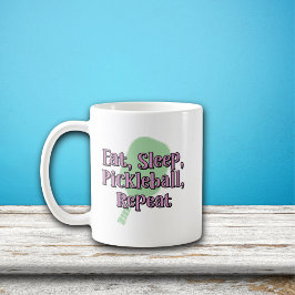 Essen Sie Schlaf Pickleball Wiederholung auf einem Kaffeetasse
