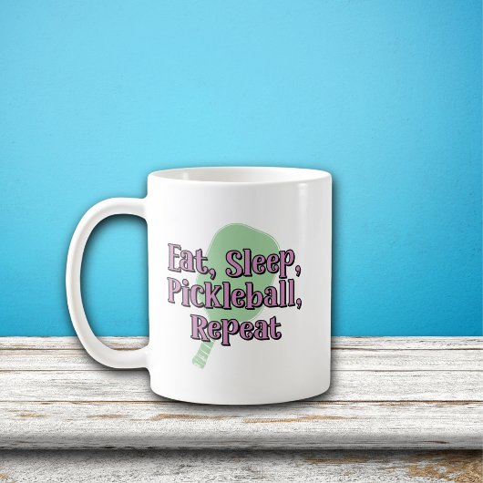 Essen Sie Schlaf Pickleball Wiederholung auf einem Kaffeetasse