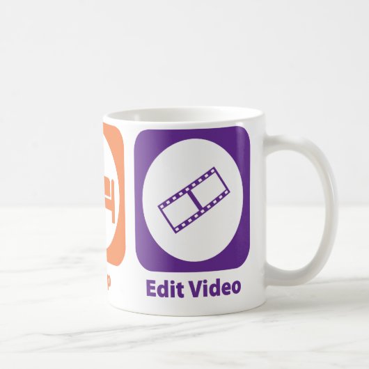 Essen Sie Schlaf redigieren Video Kaffeetasse (Rechts)