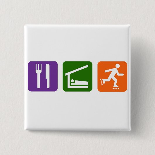 Essen Sie Schlaf Rollerblading Button (Vorderseite)