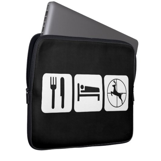 Essen Sie Schlaf-Rotwild-Jagd-lustiges Jagd-Logo Laptopschutzhülle (Vorne Rechts)