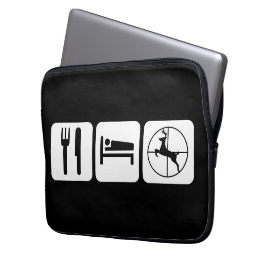 Essen Sie Schlaf-Rotwild-Jagd-lustiges Jagd-Logo Laptopschutzhülle (Vorderseite Links)