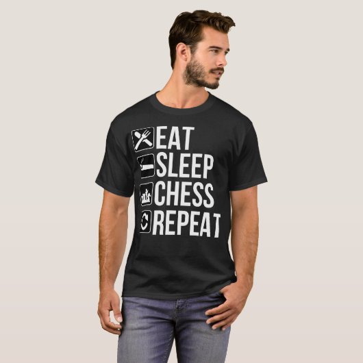 Essen Sie Schlaf-Schach-Wiederholung T-Shirt (Vorne ganz)