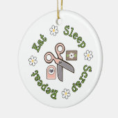 Essen Sie Schlaf-Schrott-Wiederholungs-Verzierung Keramikornament (Links)