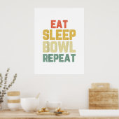 Essen Sie Schlaf Schüssel wiederholen Bowling Bowl Poster (Küche)