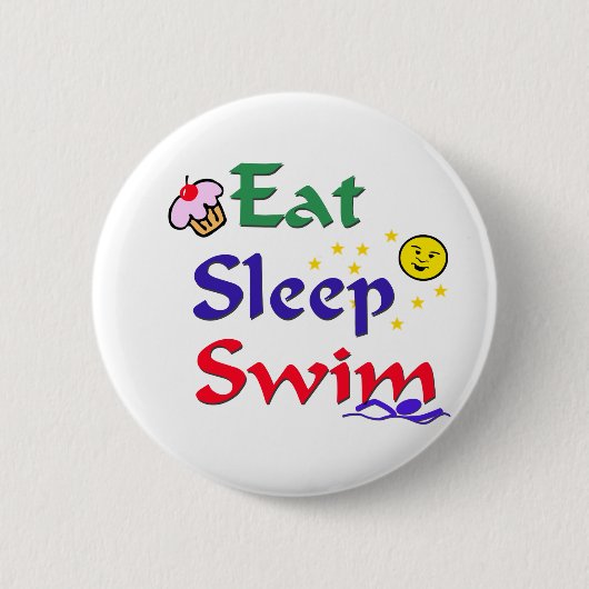 Essen Sie Schlaf-Schwimmen Button (Vorderseite)