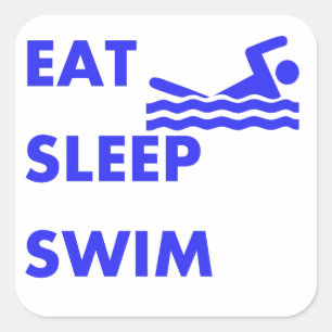 Essen Sie Schlaf-Schwimmen Quadratischer Aufkleber