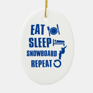 Essen Sie Schlaf SnowBoard Keramikornament