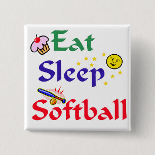 Essen Sie Schlaf-Softball Button