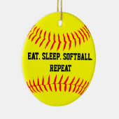 Essen Sie. Schlaf. Softball. Wiederholung Keramik Ornament (Rechts)