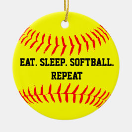 Essen Sie. Schlaf. Softball. Wiederholung Keramik Ornament