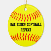 Essen Sie. Schlaf. Softball. Wiederholung Keramik Ornament (Links)