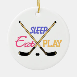 Essen Sie Schlaf-Spiel-Hockey Keramik Ornament