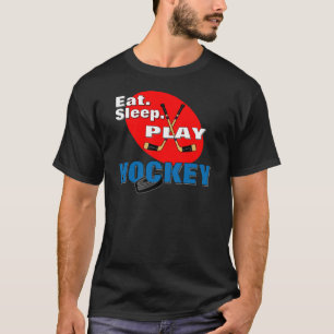 Essen Sie Schlaf-Spiel-Hockey T-Shirt